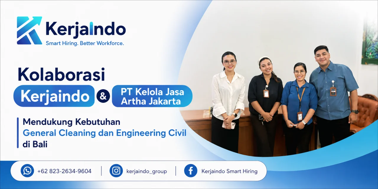Ilustrasi Kolaborasi KerjaIndo dan PT Kelola Jasa Artha Jakarta: Mendukung Kebutuhan General Cleaning dan Engineering Civil di Bali