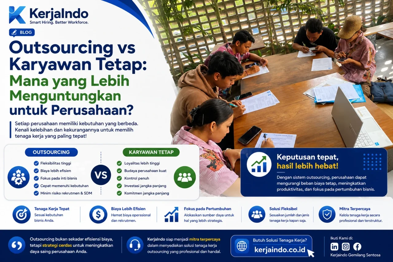 Ilustrasi perbandingan outsourcing dan karyawan tetap