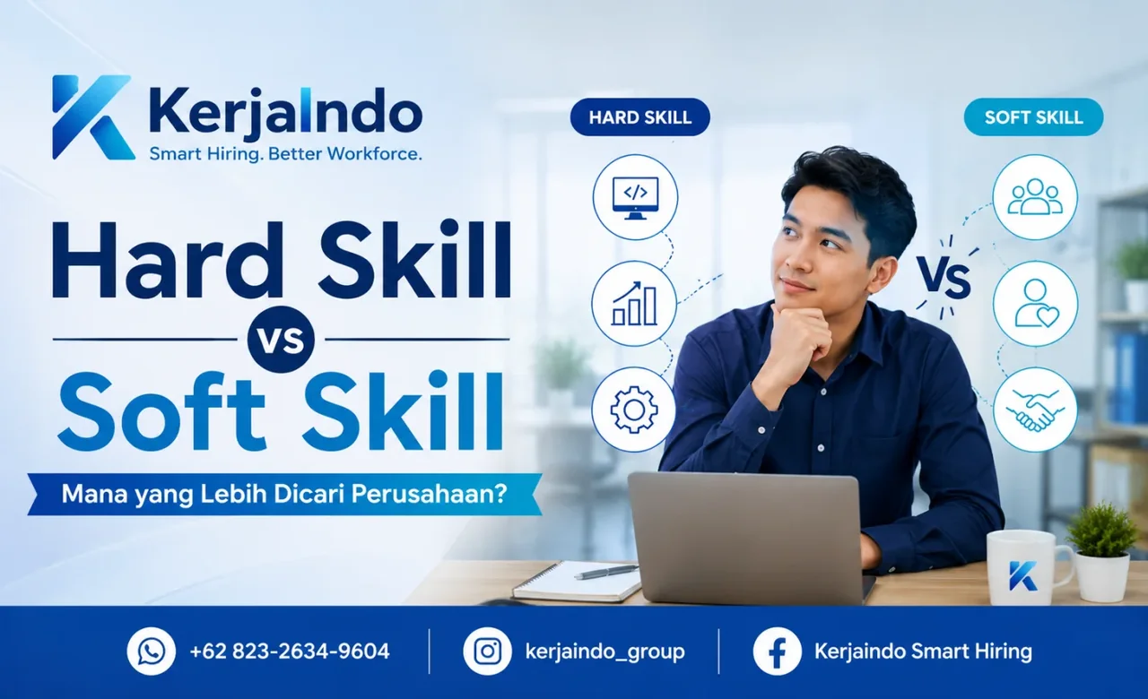 Pencari kerja membandingkan ikon hard skill dan soft skill