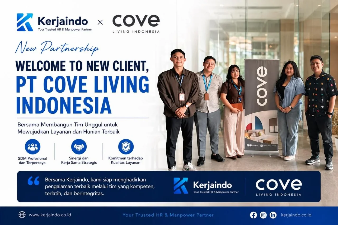 Tim Kerjaindo dan Cove Living Indonesia dalam pengumuman kemitraan