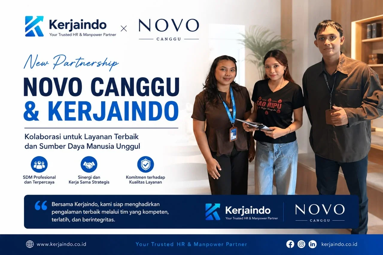 Perwakilan Kerjaindo dan NOVO Canggu dalam pengumuman kemitraan
