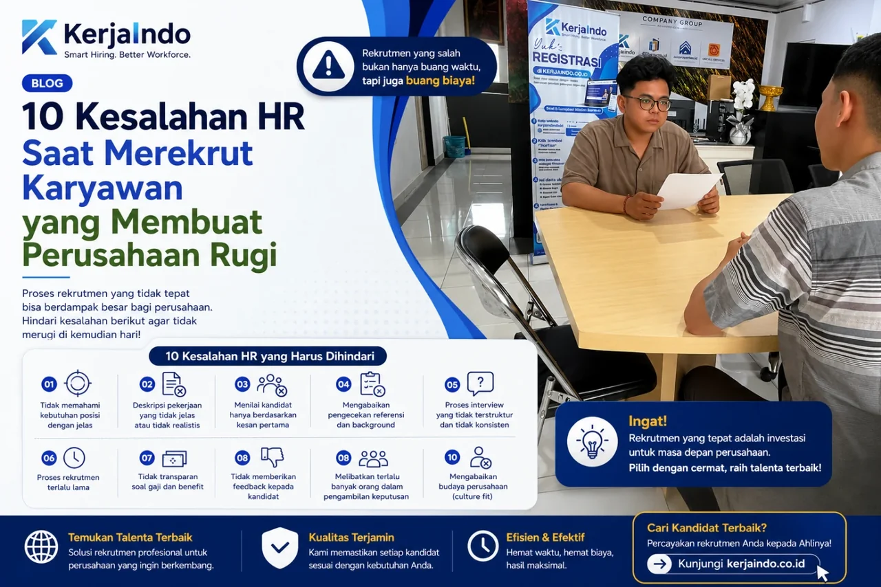 Ilustrasi wawancara rekrutmen di meja kerja