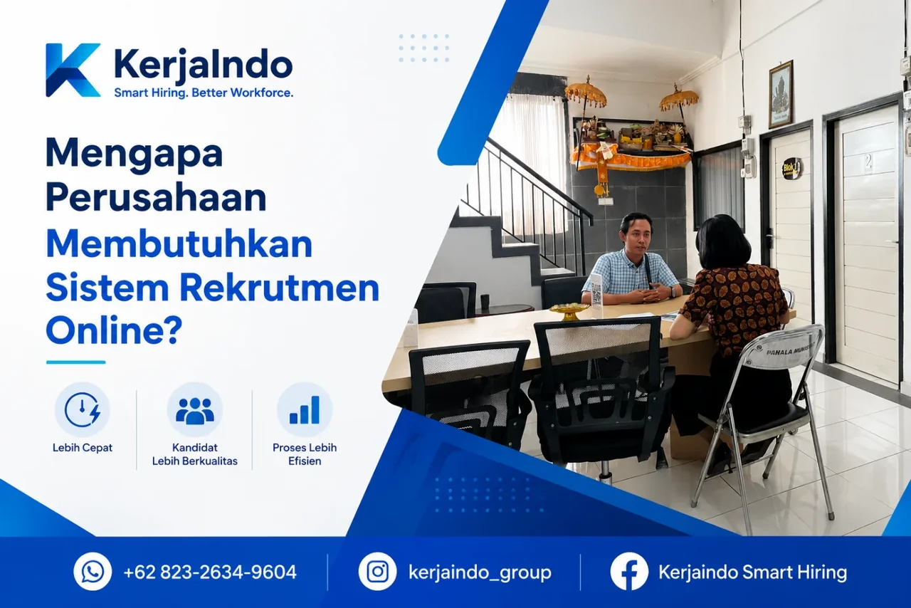 Tim perusahaan mewawancarai kandidat dengan bantuan sistem rekrutmen online